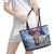 Serbia Christmas Wolf Leather Tote Bag Vuk Serbian Mascot - Wonder Print Shop