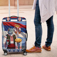 Serbia Christmas Wolf Luggage Cover Vuk Serbian Mascot - Wonder Print Shop
