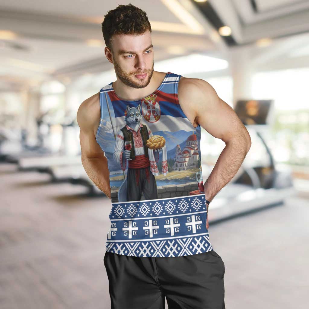 Serbia Christmas Wolf Men Tank Top Vuk Serbian Mascot - Wonder Print Shop
