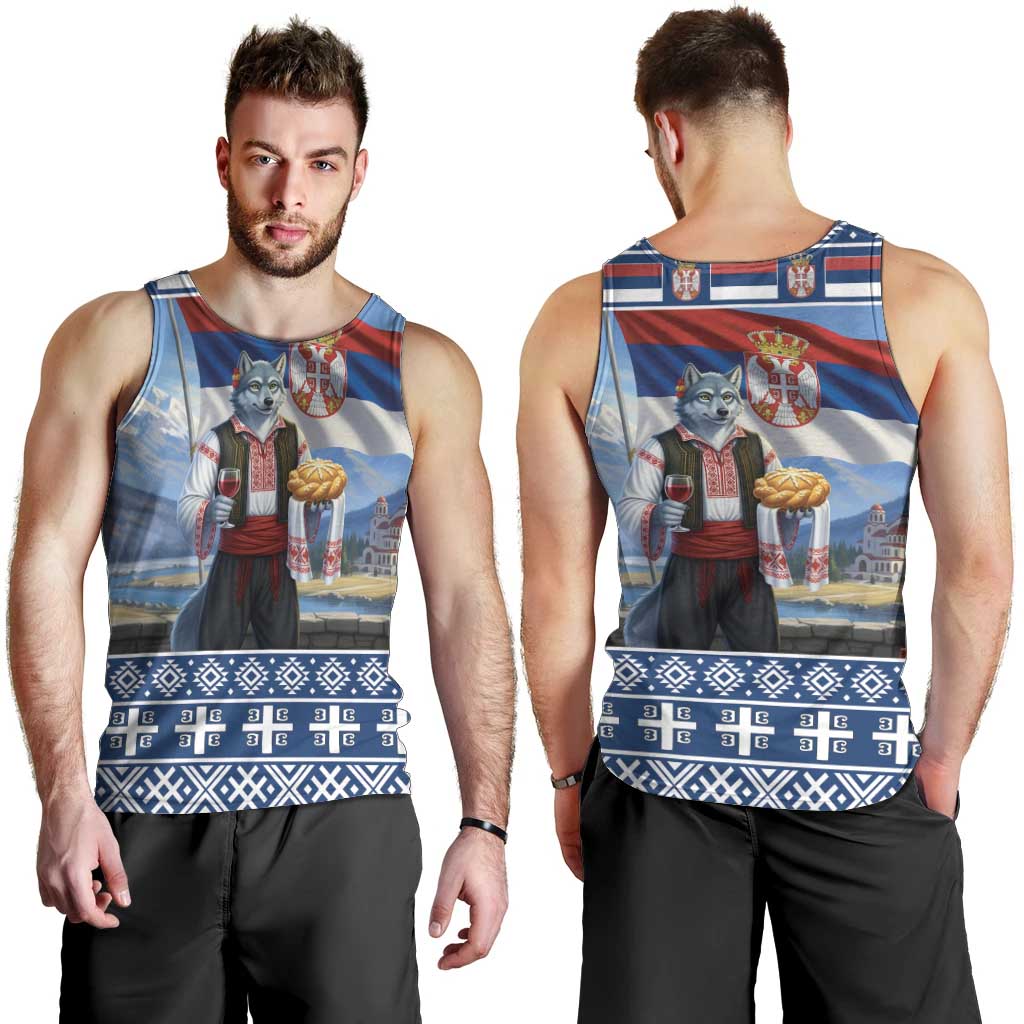 Serbia Christmas Wolf Men Tank Top Vuk Serbian Mascot - Wonder Print Shop