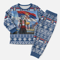 Serbia Christmas Wolf Christmas Pajama Set Vuk Serbian Mascot - Wonder Print Shop