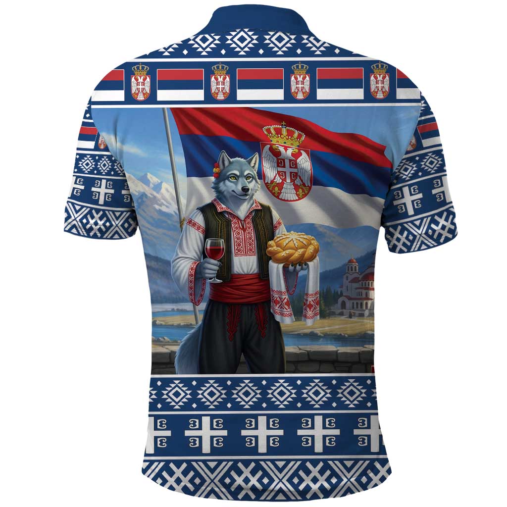 Serbia Christmas Wolf Polo Shirt Vuk Serbian Mascot - Wonder Print Shop