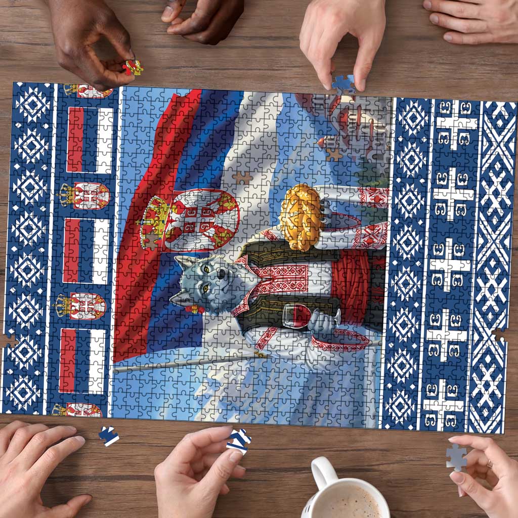 Serbia Christmas Wolf Puzzle Vuk Serbian Mascot - Wonder Print Shop
