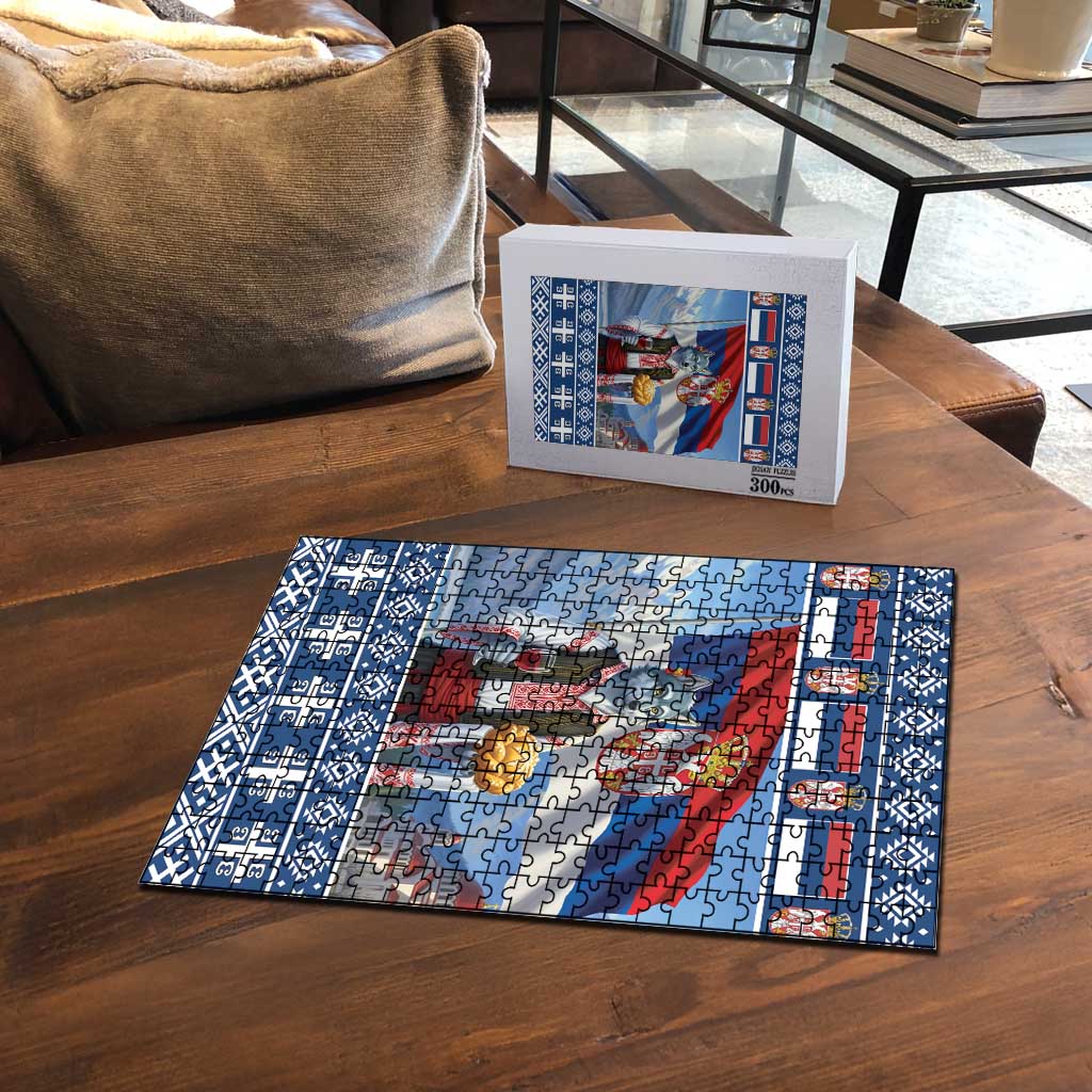 Serbia Christmas Wolf Puzzle Vuk Serbian Mascot - Wonder Print Shop