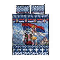 Serbia Christmas Wolf Quilt Bed Set Vuk Serbian Mascot - Wonder Print Shop