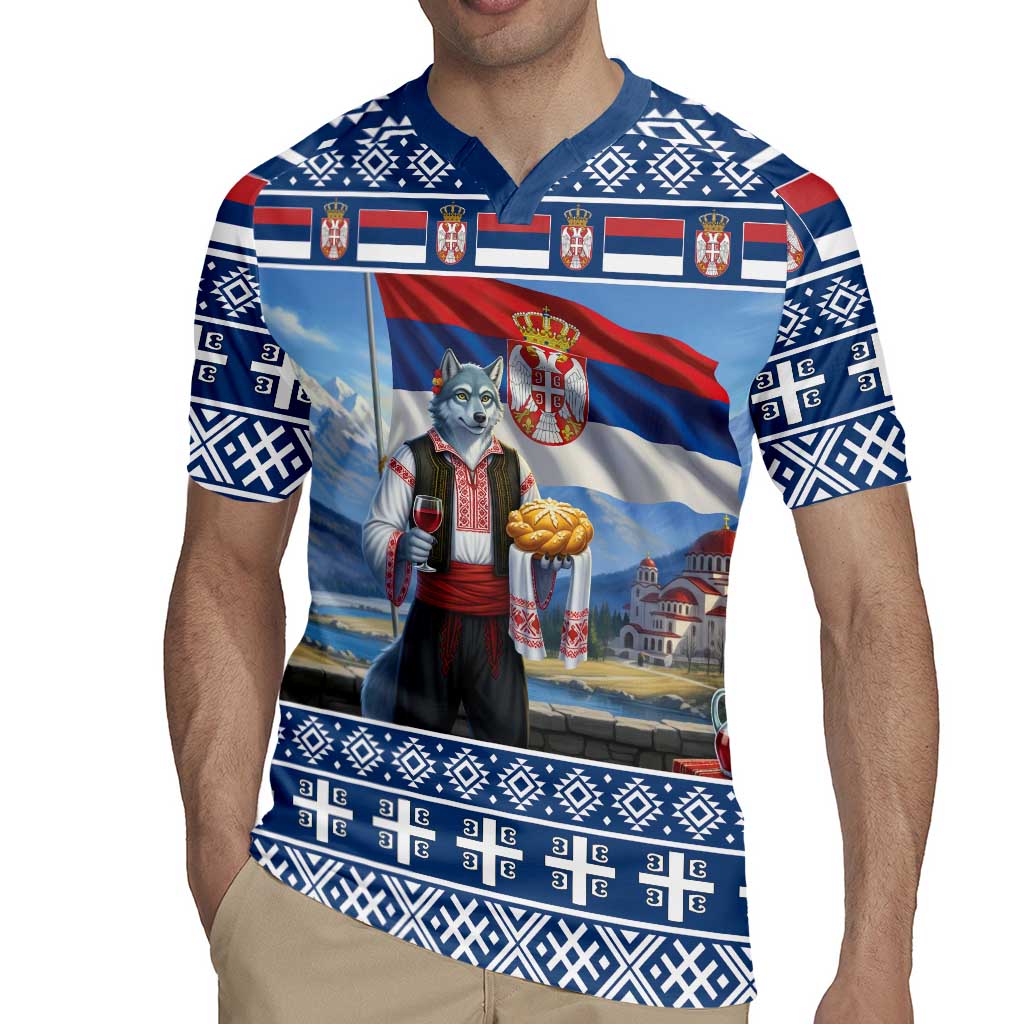 Serbia Christmas Wolf Rugby Jersey Vuk Serbian Mascot - Wonder Print Shop