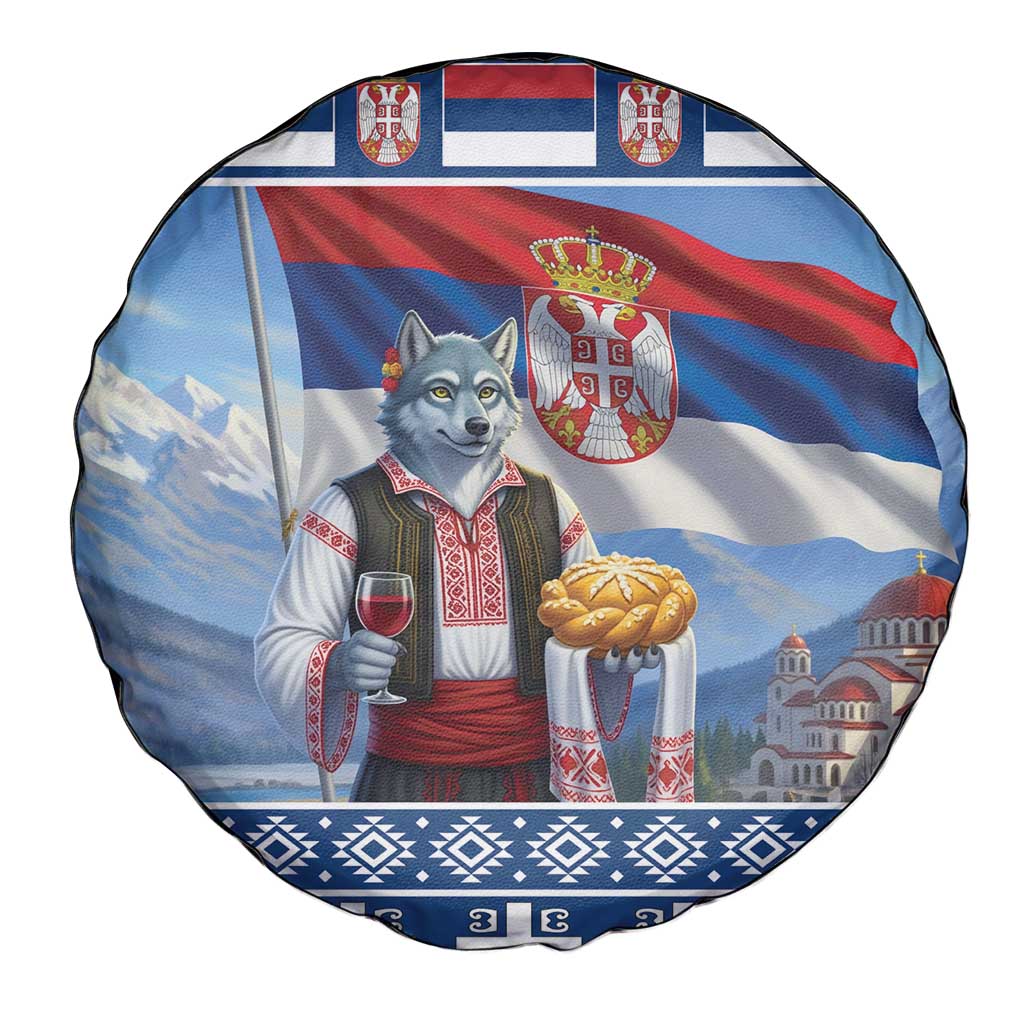 Serbia Christmas Wolf Spare Tire Cover Vuk Serbian Mascot - Wonder Print Shop