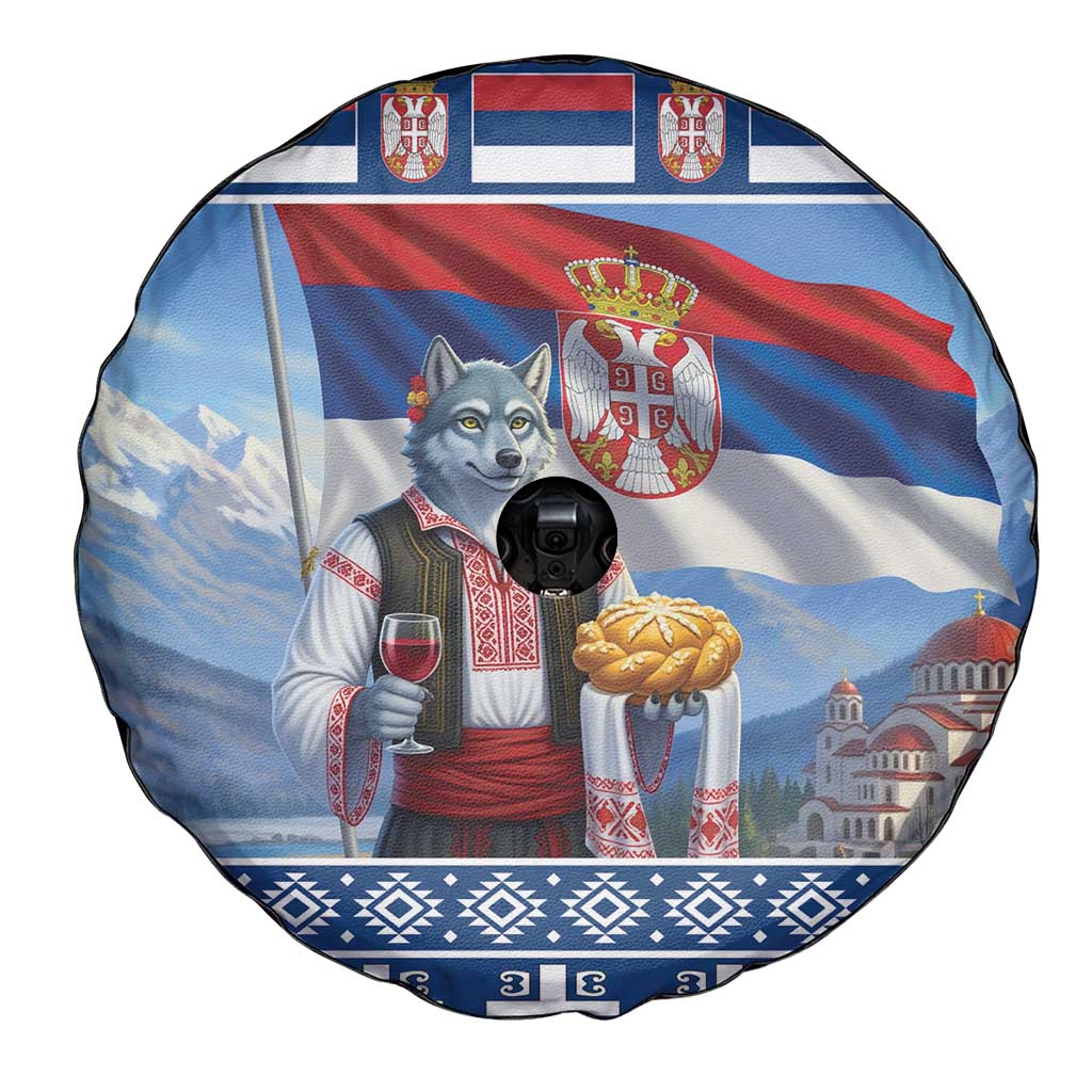 Serbia Christmas Wolf Spare Tire Cover Vuk Serbian Mascot - Wonder Print Shop