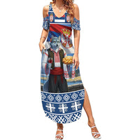 Serbia Christmas Wolf Summer Maxi Dress Vuk Serbian Mascot - Wonder Print Shop