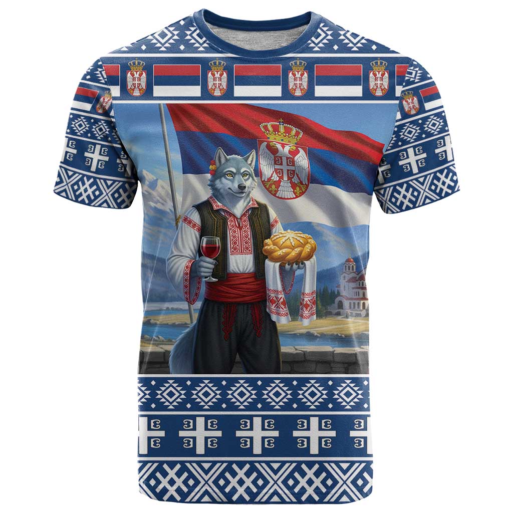 Serbia Christmas Wolf T Shirt Vuk Serbian Mascot - Wonder Print Shop