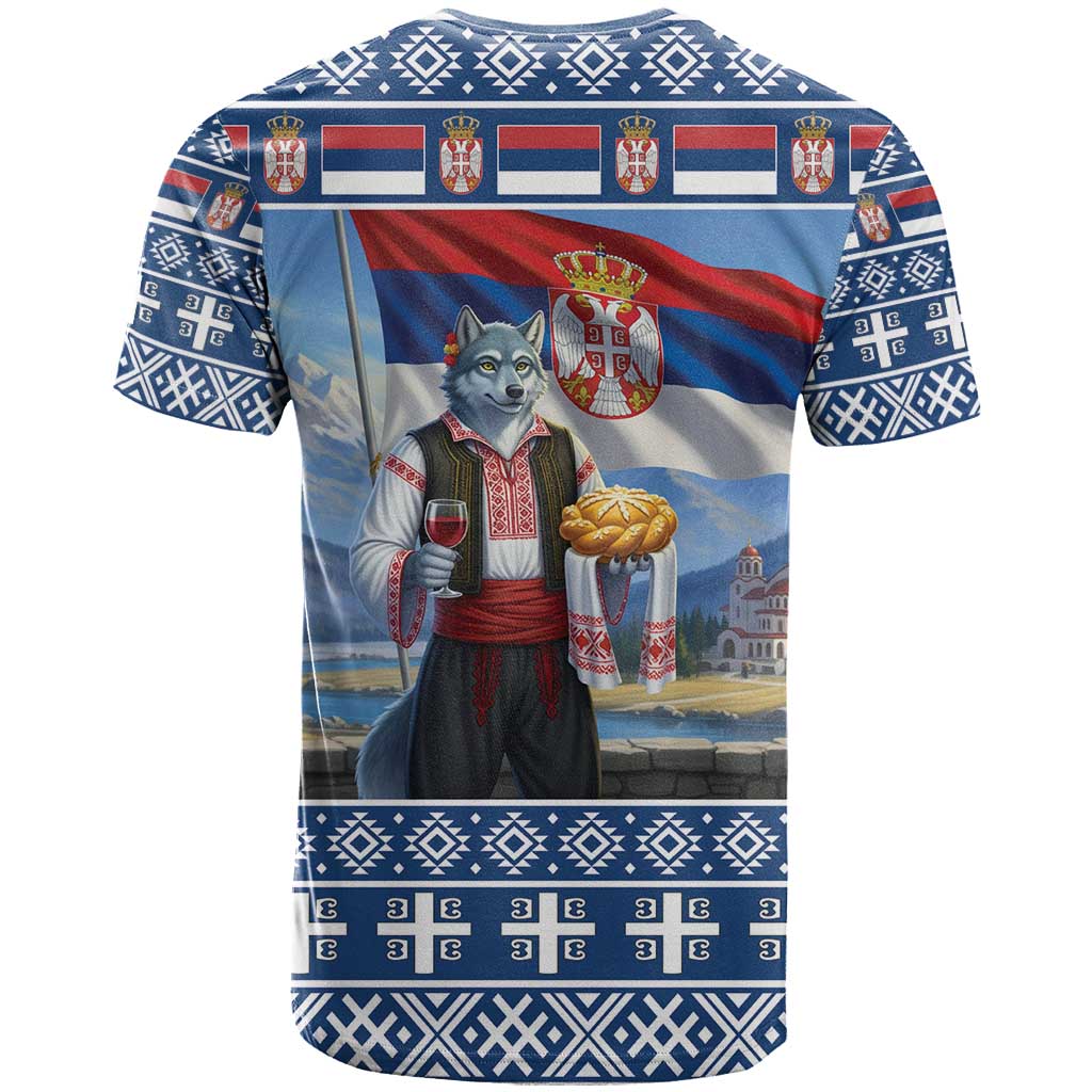 Serbia Christmas Wolf T Shirt Vuk Serbian Mascot - Wonder Print Shop
