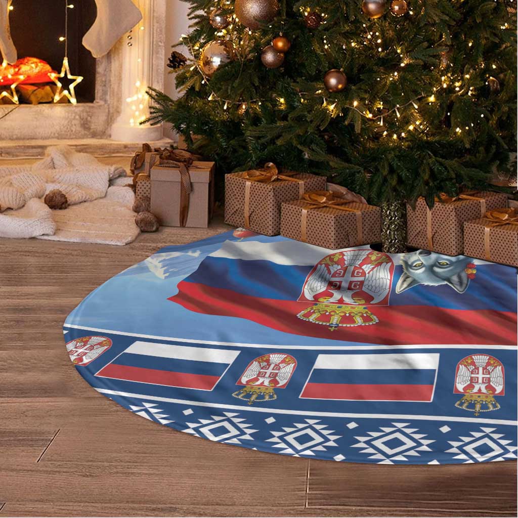 Serbia Christmas Wolf Tree Skirt Vuk Serbian Mascot - Wonder Print Shop