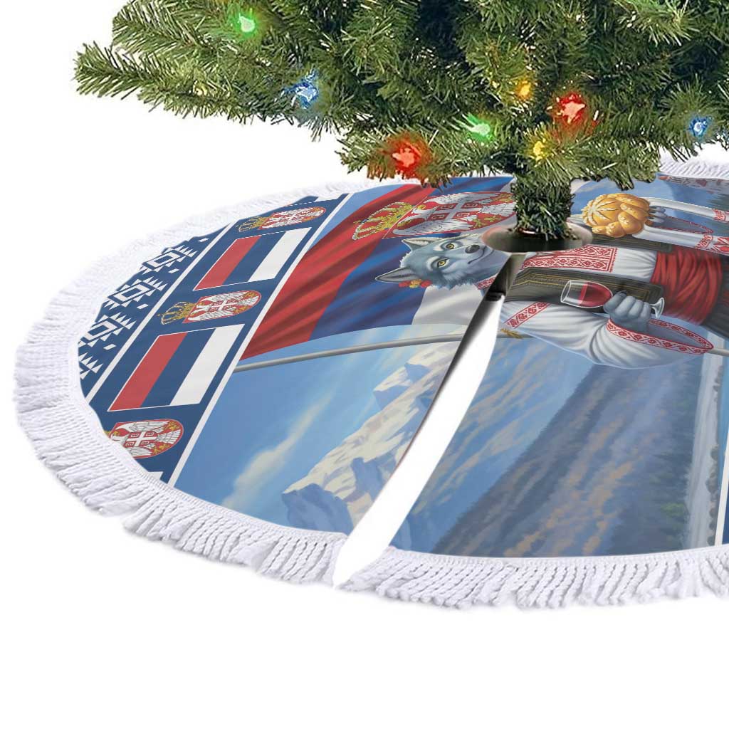 Serbia Christmas Wolf Tree Skirt Vuk Serbian Mascot - Wonder Print Shop