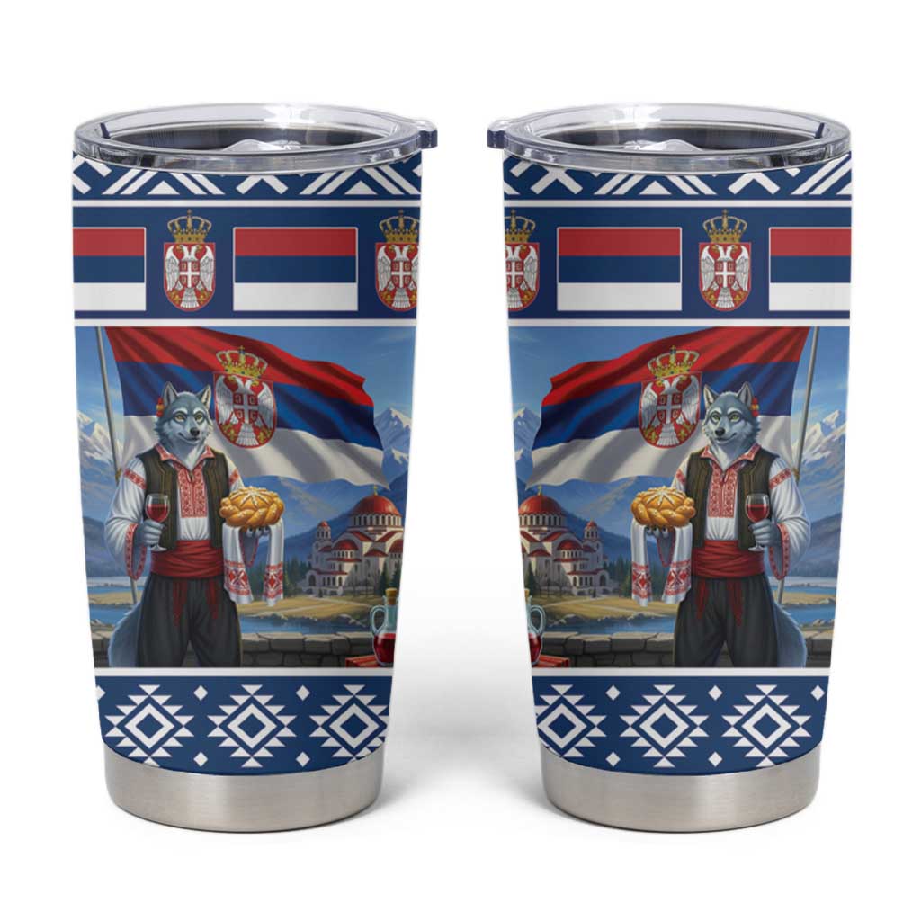Serbia Christmas Wolf Tumbler Cup Vuk Serbian Mascot - Wonder Print Shop