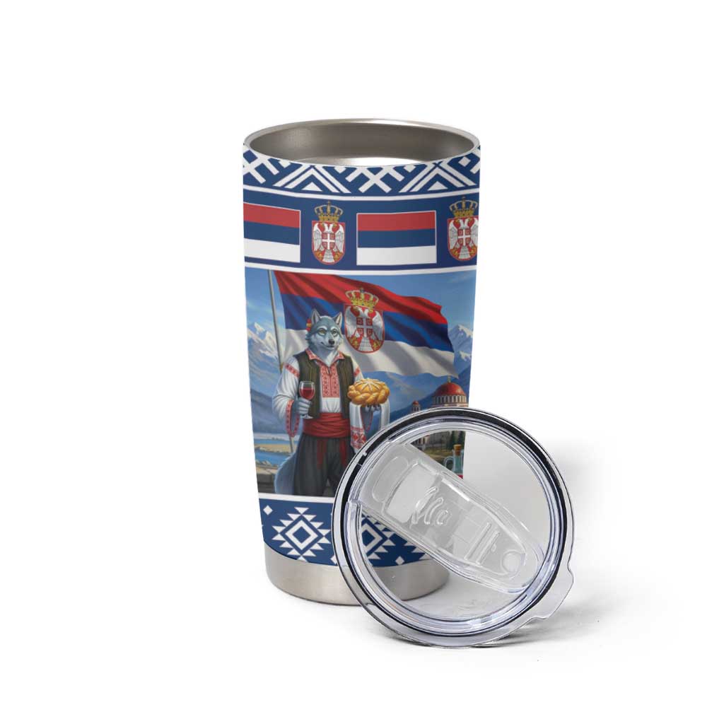 Serbia Christmas Wolf Tumbler Cup Vuk Serbian Mascot - Wonder Print Shop