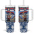 Serbia Christmas Wolf Tumbler With Handle Vuk Serbian Mascot - Wonder Print Shop