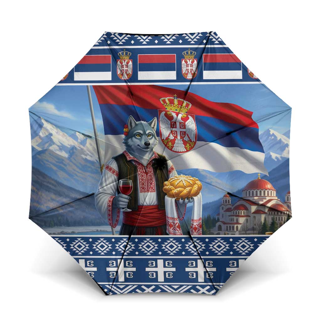 Serbia Christmas Wolf Umbrella Vuk Serbian Mascot - Wonder Print Shop