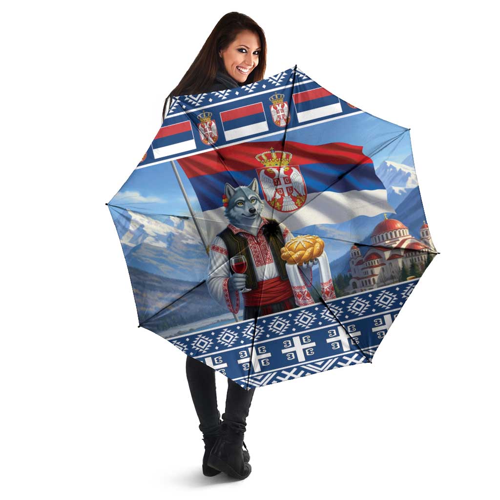 Serbia Christmas Wolf Umbrella Vuk Serbian Mascot - Wonder Print Shop