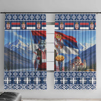 Serbia Christmas Wolf Window Curtain Vuk Serbian Mascot - Wonder Print Shop