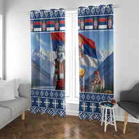 Serbia Christmas Wolf Window Curtain Vuk Serbian Mascot - Wonder Print Shop