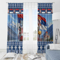 Serbia Christmas Wolf Window Curtain Vuk Serbian Mascot - Wonder Print Shop