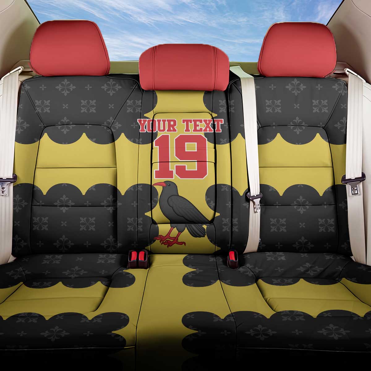 Custom Flintshire Wales Back Car Seat Cover Coat Of Arms with Heraldic Flag - Wonder Print Shop