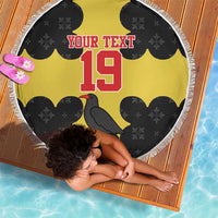 Custom Flintshire Wales Beach Blanket Coat Of Arms with Heraldic Flag - Wonder Print Shop