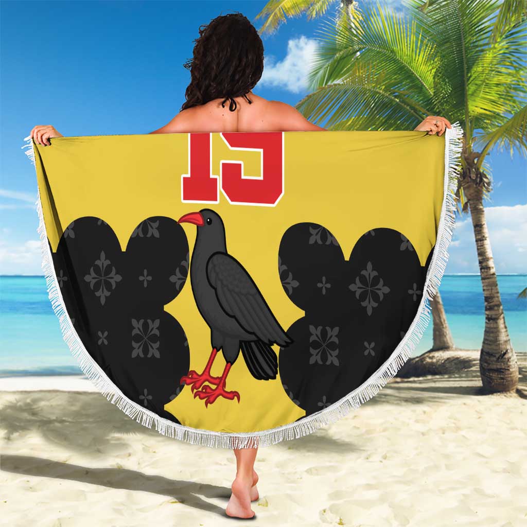 Custom Flintshire Wales Beach Blanket Coat Of Arms with Heraldic Flag - Wonder Print Shop