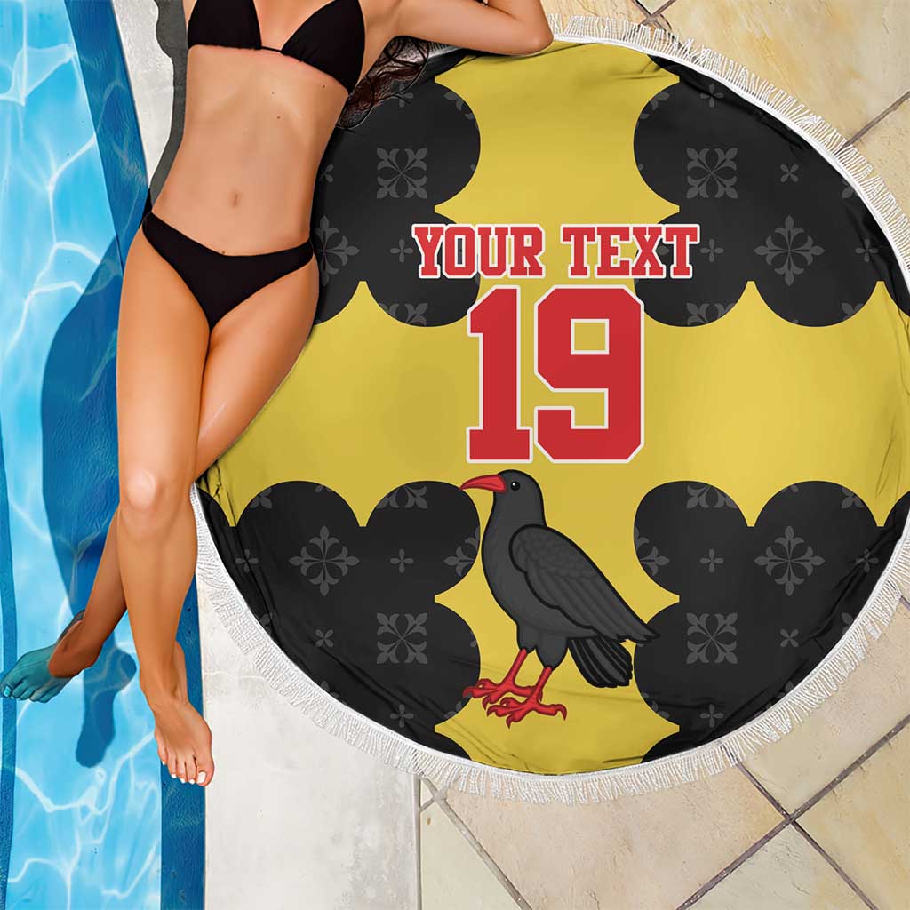 Custom Flintshire Wales Beach Blanket Coat Of Arms with Heraldic Flag - Wonder Print Shop