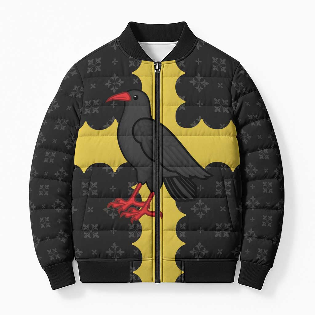 Custom Flintshire Wales Bomber Puffer Jacket Coat Of Arms with Heraldic Flag - Wonder Print Shop