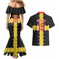 Custom Flintshire Wales Couples Matching Mermaid Dress and Hawaiian Shirt Coat Of Arms with Heraldic Flag - Wonder Print Shop