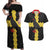 Custom Flintshire Wales Couples Matching Off Shoulder Maxi Dress and Hawaiian Shirt Coat Of Arms with Heraldic Flag - Wonder Print Shop