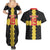 Custom Flintshire Wales Couples Matching Summer Maxi Dress and Hawaiian Shirt Coat Of Arms with Heraldic Flag - Wonder Print Shop