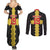 Custom Flintshire Wales Couples Matching Summer Maxi Dress and Long Sleeve Button Shirt Coat Of Arms with Heraldic Flag - Wonder Print Shop