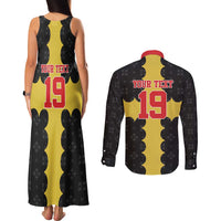 Custom Flintshire Wales Couples Matching Tank Maxi Dress and Long Sleeve Button Shirt Coat Of Arms with Heraldic Flag - Wonder Print Shop