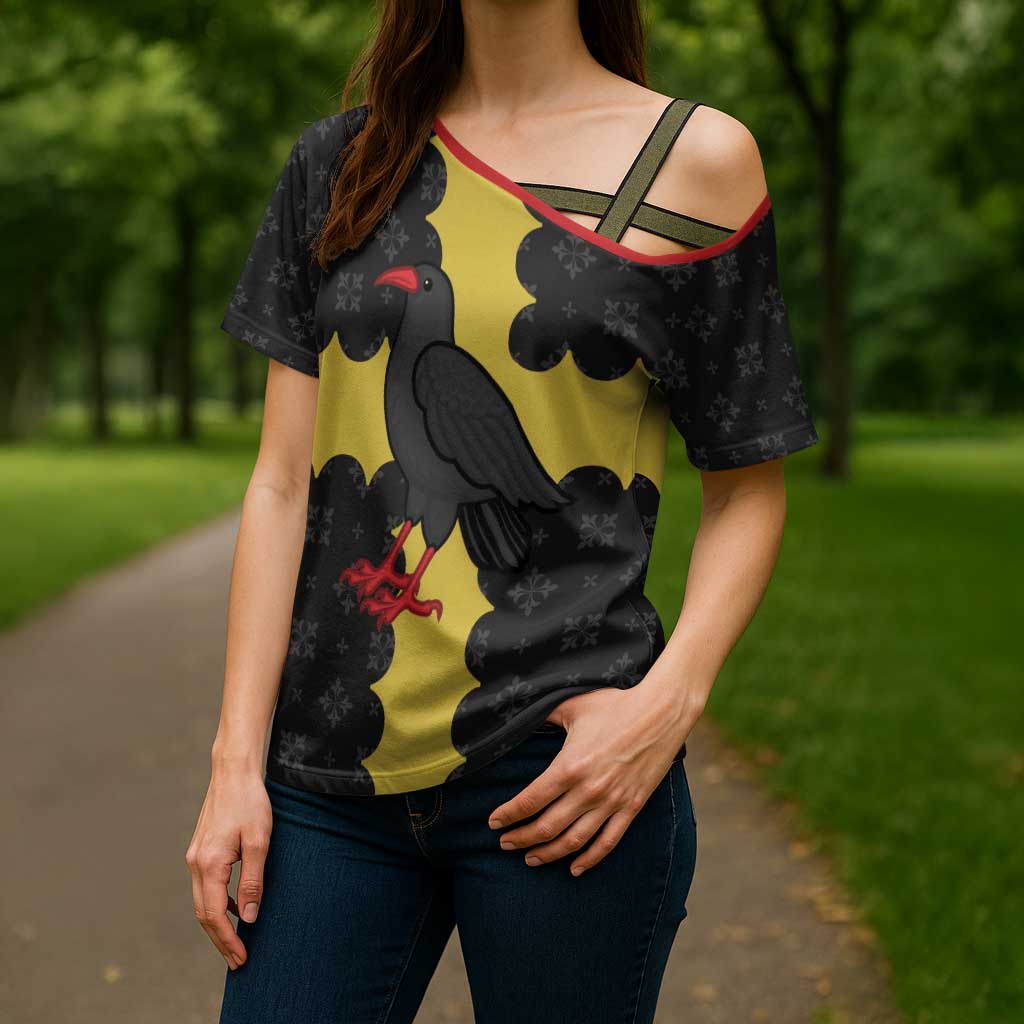 Custom Flintshire Wales Cross Shoulder Shirt Coat Of Arms with Heraldic Flag - Wonder Print Shop