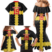 Custom Flintshire Wales Family Matching Mermaid Dress and Hawaiian Shirt Coat Of Arms with Heraldic Flag - Wonder Print Shop