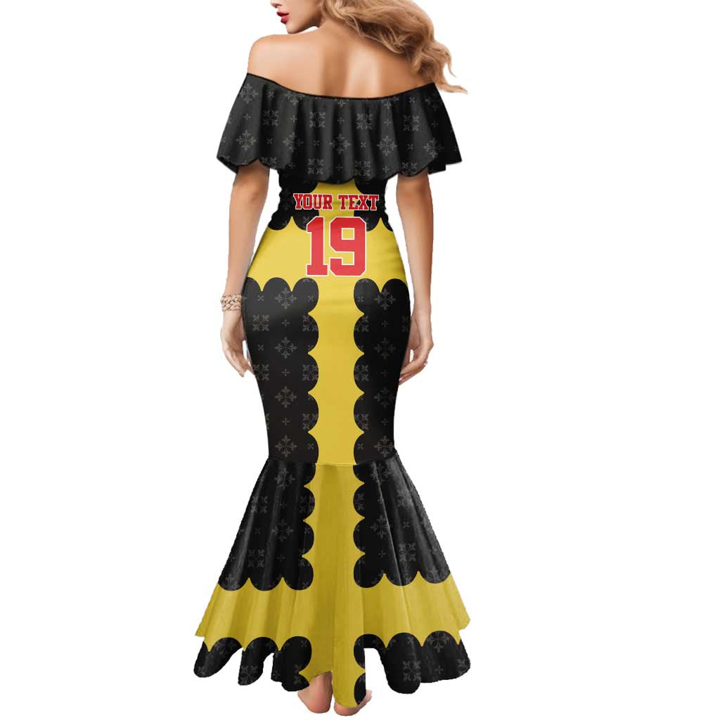 Custom Flintshire Wales Family Matching Mermaid Dress and Hawaiian Shirt Coat Of Arms with Heraldic Flag - Wonder Print Shop