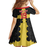 Custom Flintshire Wales Family Matching Off The Shoulder Long Sleeve Dress and Hawaiian Shirt Coat Of Arms with Heraldic Flag - Wonder Print Shop