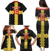 Custom Flintshire Wales Family Matching Puletasi and Hawaiian Shirt Coat Of Arms with Heraldic Flag - Wonder Print Shop