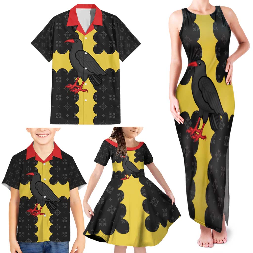 Custom Flintshire Wales Family Matching Tank Maxi Dress and Hawaiian Shirt Coat Of Arms with Heraldic Flag - Wonder Print Shop