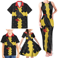 Custom Flintshire Wales Family Matching Tank Maxi Dress and Hawaiian Shirt Coat Of Arms with Heraldic Flag - Wonder Print Shop