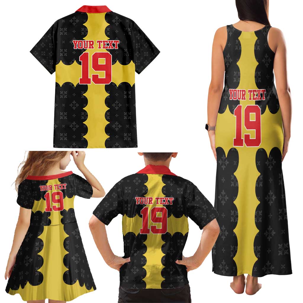 Custom Flintshire Wales Family Matching Tank Maxi Dress and Hawaiian Shirt Coat Of Arms with Heraldic Flag - Wonder Print Shop