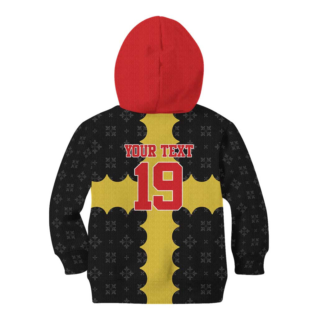 Custom Flintshire Wales Kid Hoodie Coat Of Arms with Heraldic Flag - Wonder Print Shop