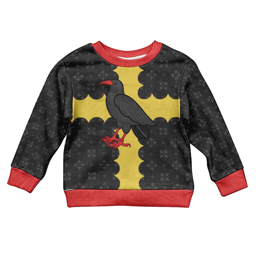 Custom Flintshire Wales Kid Ugly Christmas Sweater Coat Of Arms with Heraldic Flag - Wonder Print Shop
