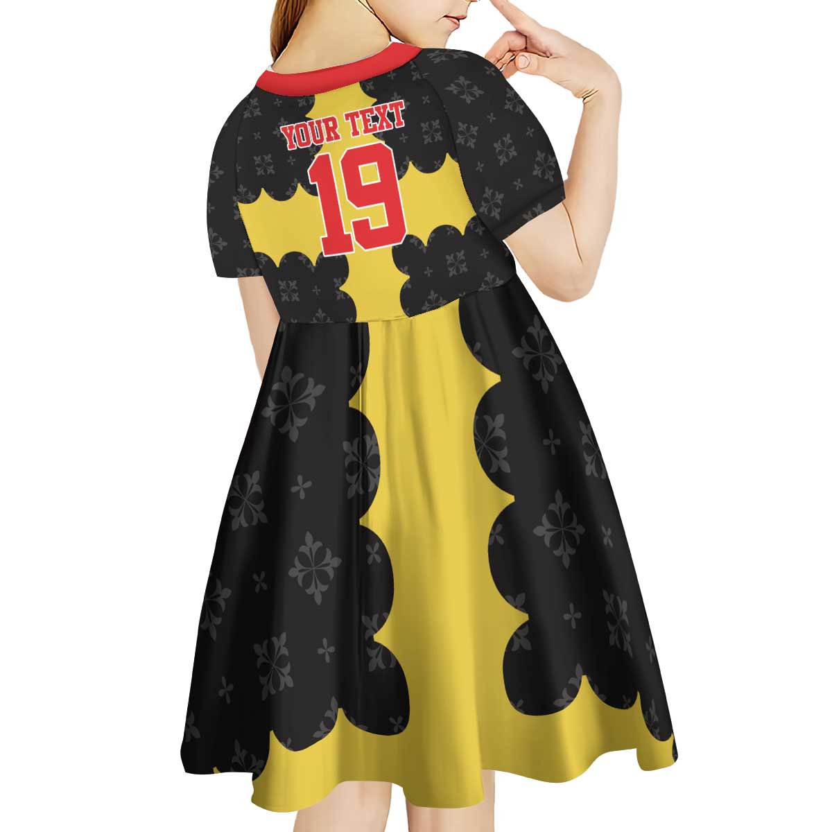 Custom Flintshire Wales Kid Short Sleeve Dress Coat Of Arms with Heraldic Flag - Wonder Print Shop