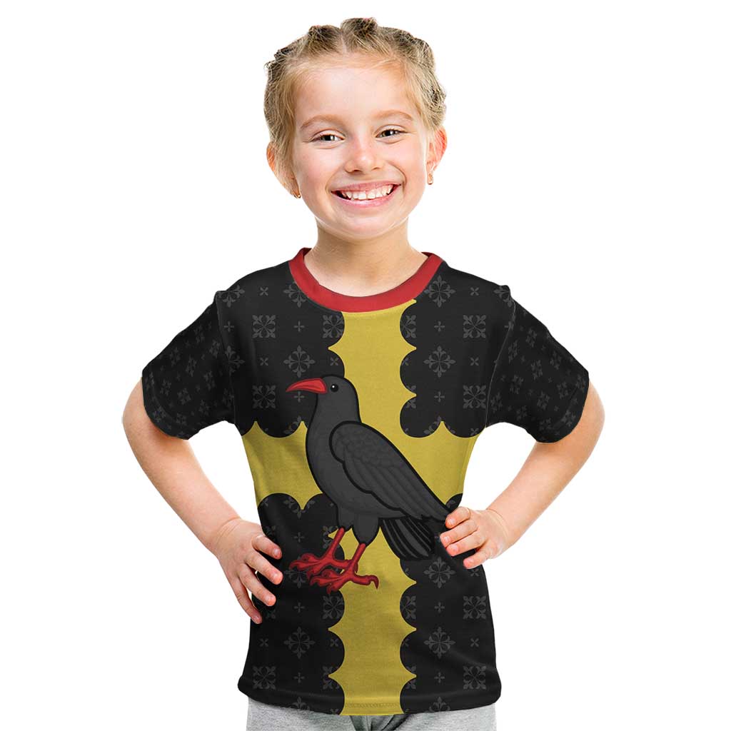 Custom Flintshire Wales Kid T Shirt Coat Of Arms with Heraldic Flag - Wonder Print Shop