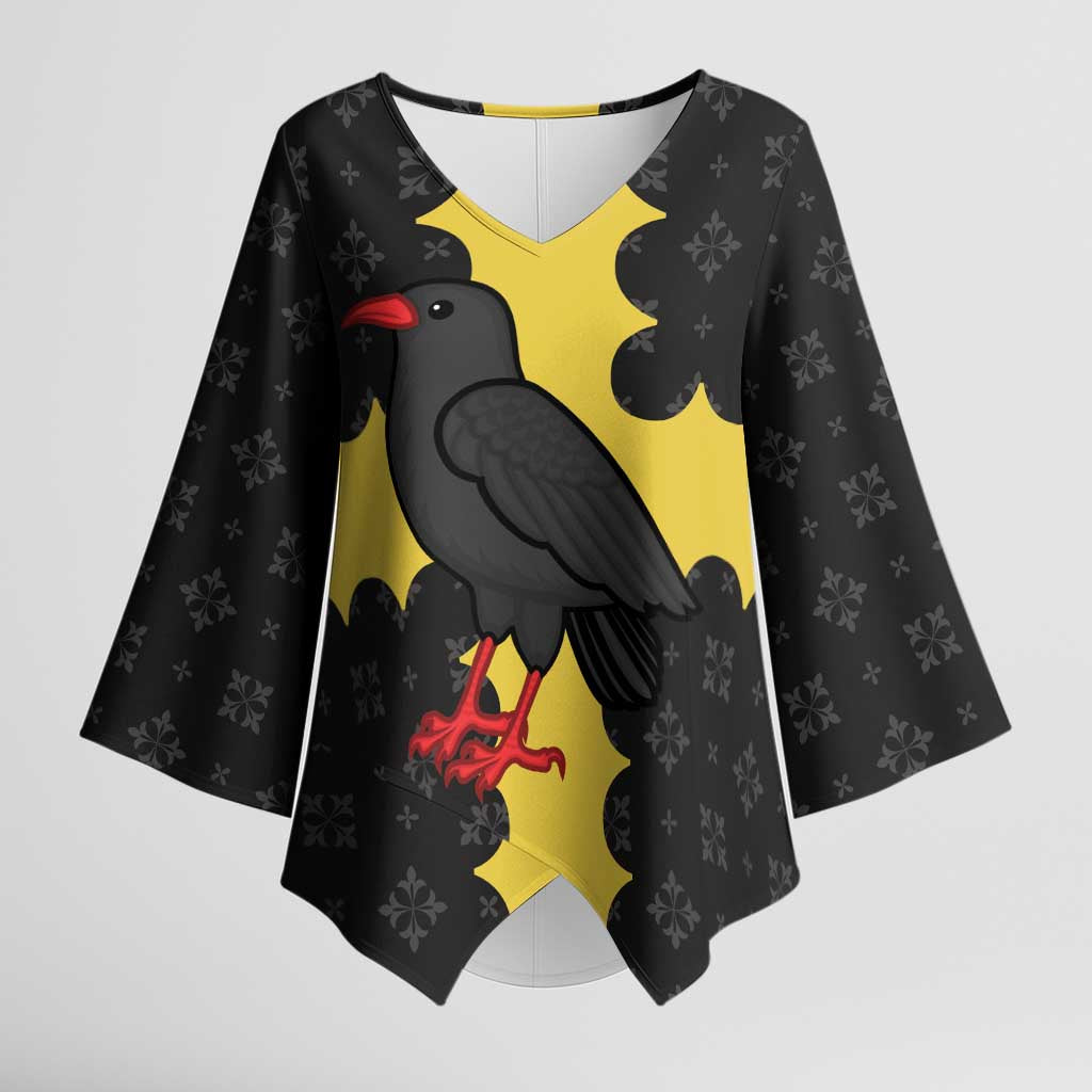 Custom Flintshire Wales Kimono Sleeve Blouse Coat Of Arms with Heraldic Flag - Wonder Print Shop