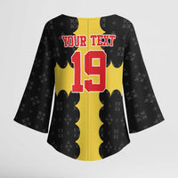 Custom Flintshire Wales Kimono Sleeve Blouse Coat Of Arms with Heraldic Flag - Wonder Print Shop