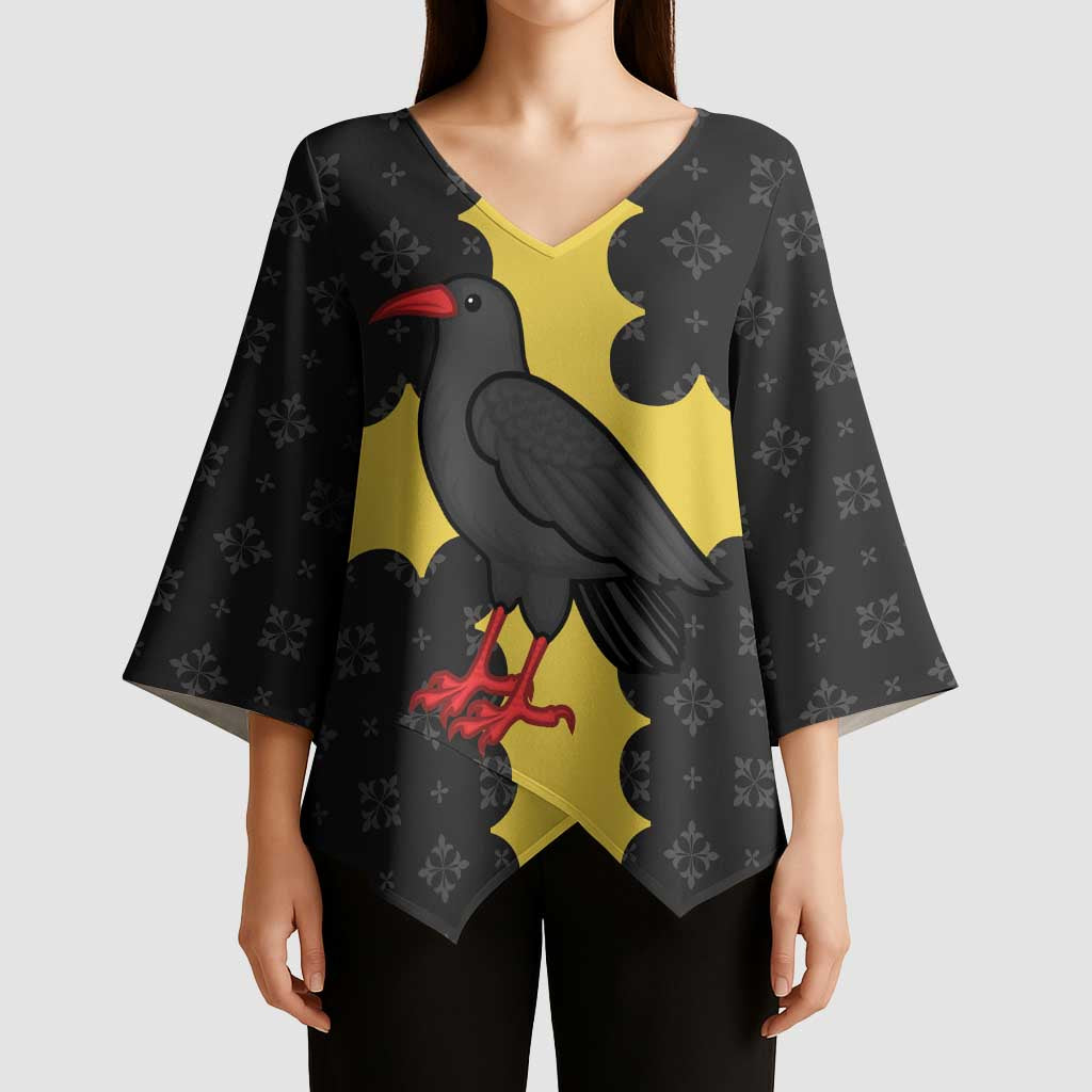 Custom Flintshire Wales Kimono Sleeve Blouse Coat Of Arms with Heraldic Flag - Wonder Print Shop